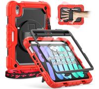 Custodia Timecity per iPad Mini 6 2021 da 8,3 pollici. Bambini Outdoor, Supporto Girevole 360, Cinghia Da Mano [Portamatite E Protezione Dello Schermo] Tracolla Regolabile, Per iPad Mini 2021 - Rosso