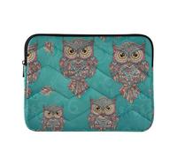 Custodia Trapuntata per Computer Portatile con Gufo Mandala Imbottita Impermeabile Leggera Sottile Taglia M