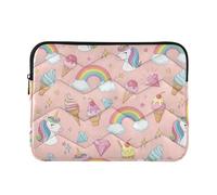 Custodia trapuntata per computer portatile con unicorni arcobaleno rosa, sottile, leggera, antiurto, custodia protettiva, media