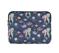 Custodia trapuntata per computer portatile, motivo sirenette in stile cartone animato, resistente agli urti, custodia protettiva sottile per laptop, copertura impermeabile, grande