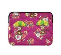 Custodia trapuntata per notebook con fiore di scimmia rosa | Custodia protettiva per laptop per viaggiatori frequenti durante le riunioni in ufficio, taglia L