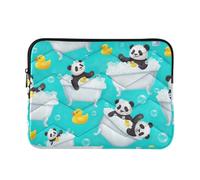 Custodia trapuntata per notebook con graziosi panda | Custodia protettiva per laptop con interno foderato in velluto e guida alle misure del dispositivo, taglia L