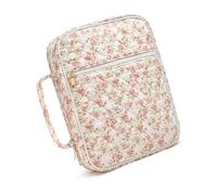 Custodia trapuntata portatile per libri di preghiera da viaggio con tasche multiple e maniglia in cotone per il trasporto accessori, Fiore rosso., Taglia unica