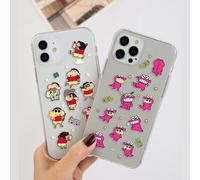 Custodia trasparente adesiva Crayon Shin-chan per iPhone 15 14 13 12 11 Pro M...