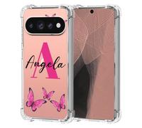 Custodia trasparente con nome personalizzato per monogramma iniziale Google | Cover per telefono personalizzata, motivo farfalla personalizzata per ragazze o uomini classici, custodia protettiva