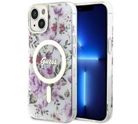Custodia trasparente Guess Flower MagSafe per iPhone 14