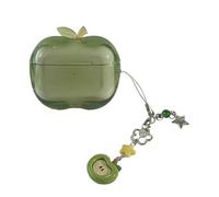 Custodia trasparente in TPU a forma di mela con design a ramo rotante for AirPods Pro di prima e seconda generazione(Green,Pro2)