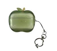 Custodia trasparente in TPU a forma di mela con design a ramo rotante for AirPods Pro di prima e seconda generazione(Green,Pro1)