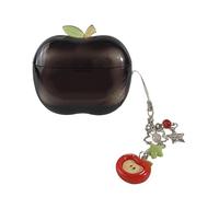 Custodia trasparente in TPU a forma di mela con design a ramo rotante for AirPods Pro di prima e seconda generazione(Black,Pro2)