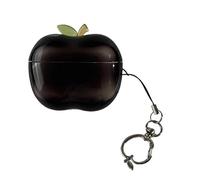 Custodia trasparente in TPU a forma di mela con design a ramo rotante for AirPods Pro di prima e seconda generazione(Black,Pro1)