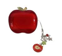 Custodia trasparente in TPU a forma di mela con design a ramo rotante for AirPods Pro di prima e seconda generazione(Red,Pro2)