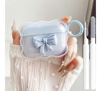 Custodia trasparente per Airpods Pro 3 Gen, design con fiocco 3D in morbido TPU, antiurto, custodia Kawaii per Apple iPod Pro di terza generazione, con penna detergente e portachiavi, ragazze e donne