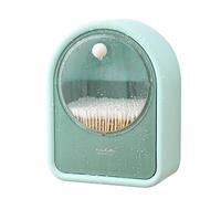 Custodia trasparente per cotton, scatola di immagazzinaggio cosmetico trasparente antipolvere custodia portatile per cotton fioc, scatola di trucco da parete per round