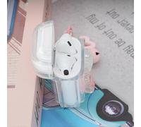 Custodia trasparente per cuffie a forma di coniglio e stella, compatibile con AirPods di seconda e prima