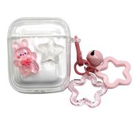 Custodia trasparente per cuffie a forma di coniglio e stella, compatibile con la seconda custodia degli