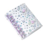 Custodia trasparente per raccoglitore, formato A7, con stelle glitterate, per agenda, quaderni, album, contanti, buste, con design in materiale PVC