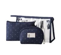 Custodia trasparente per trucco, Borsa per cosmetici, Borsa da toilette da 3 pezzi Borsa da viaggio Set per articoli da toeletta, Borsa da viaggio portatile in PVC trasparente per (Blu marino 4)