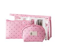Custodia trasparente per trucco, Borsa per cosmetici, Borsa da toilette da 3 pezzi Borsa da viaggio Set per articoli da toeletta, Borsa da viaggio portatile in PVC trasparente per (arrossamento)