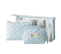 Custodia trasparente per trucco, Borsa per cosmetici, Borsa da toilette da 3 pezzi Borsa da viaggio Set per articoli da toeletta, Borsa da viaggio portatile in PVC trasparente per (Blu)