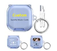 Custodia trasparente personalizzata per Samsung Galaxy Buds 4 Pro/Buds4 con supporto di blocco sicuro, moschettone e penna per la pulizia, cover protettiva personalizzata per Spotify Music Song codice