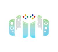 Custodia trasparente personalizzata verde-blu con pulsanti completi per Nintendo Switch JoyCon