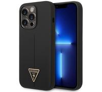 Custodia triangolare in silicone Guess per iPhone 14 Pro Max, colore nero.