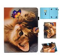 Custodia universale colorata per tablet da 10-11 pollici, compatibile con TECLAST Blackview Lville XGODY OSCAL DOOGEE TPZ ultimo YESTEL SEBBE Microsoft Surface Tab, Farfalla e gatto