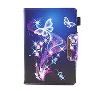 Custodia Universale per Tablet 7", Custodia in Pelle Custodia Cover con Fessura per Carta per Galaxy Tab Huawei Mediapad T3 7.0 / KOBO Aura H2O Edition 2 / RCA Voyager / Google Nexus 7 (Butterfly)
