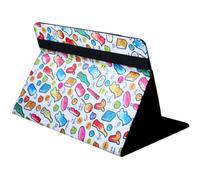 Custodia universale SilverHT Cool Candy bianca con stampa e supporto per tablet da 9-11".