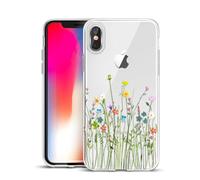 Custodia Unov compatibile con iPhone Xs Custodia trasparente per iPhone X con design sottile e morbido TPU protettivo con motivo in rilievo da 5,