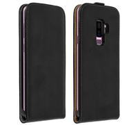 Custodia verticale Avizar in pelle nera per Samsung Galaxy S9 Plus