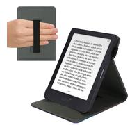 kwmobile Custodia Cinturino Mano Compatibile con TolinoShine 3 Cover - Custodia eReader Stand - Blu/Grigio/Nero Natura e Spazio