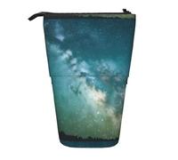 Custodia verticale retrattile con stampa Starry Night Sky Deep Outer Space, adatta per penne, cosmetici e piccoli oggetti essenziali, uso quotidiano, Nero, One Size, Alla moda