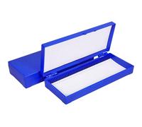 Custodia Vetrini Microscopio 2 Pezzi, Contenitore Diapositive Blu | Portatile per Laboratorio e Scuola, Capacità 50 Vetrini, Cerniera Superiore, Facile da Pulire