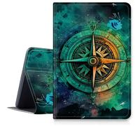 Custodia vintage con bussola per iPad 9a/8a/7a generazione 10,2" 2021/2020/2019, custodia pieghevole in pelle PU antiurto con funzione di accensione/spegnimento automatico per iPad da 10,2 pollici