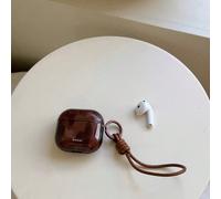 Custodia vintage semi-trasparente per auricolari, asimmetrica a blocchi di colore marrone, compatibile con Pro 2, custodia protettiva carina compatibile con Apple 3/4, 1/2 Gen, design minimalista per