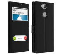 Custodia Xperia XA2 + Funzione Stand con Doppia Finestra Nera
