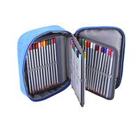 Custodiaa matita con cerniera, 24x18x6,5 cm 72 slot supporto a matita colorato pieghevole sacca per penna di tessuto grande organizzatore di cartoleria per viaggi in ufficio (Blu)
