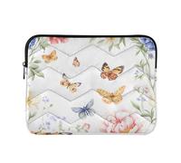 Custodie da viaggio per laptop da 13-14 pollici, concise, fiori primaverili e farfalle, bianche, borse per il trasporto con cerniera per uomini e donne