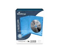 Custodie Mediarange per cd, dvd e blu ray slim 11mm con tasca trasparente per copertina, confezione da 5 pezzi