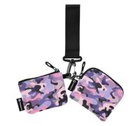 Custodie per carte da donna Camouflage Viola Pesca Porta Cambio Titolare Carino di Modo Biglietto da Visita con Cerniera Tasca per Monete per le Donne 2 Pz Porta Tarjetas de crédito