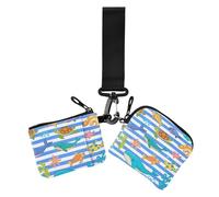 Custodie per carte di credito da donna a righe bianche blu a righe marine porta banconote porta carte di credito di dimensioni compatte con tasca portamonete con cerniera per donna 2 pezzi, Animale