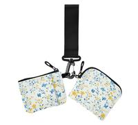 Custodie per carte d'identità da donna, motivo floreale e farfalle, gialle e azzurre, con portachiavi, confezione da 2, fiori multipiccoli farfalle gialle e azzurre, 1 size, Casual