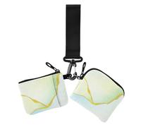 Custodie per carte d'identità di dimensioni compatte in marmo sfumato blu-verde con tasca con cerniera per donne, 2 pezzi, Marmo gradiente blu-verde, 1 size, Casual