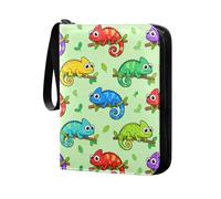 Custodie per carte sportive da collezione, per carte da baseball, carte da calcio, carte TCG MTG, protezione per carte da collezione, 50 pagine fino a 400 carte vivaci camaleonti su sfondo verde