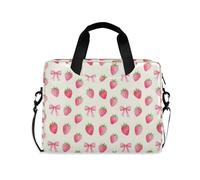 Custodie per computer portatili a tracolla con maniglia e tracolla da 15,6 pollici borsa per il trasporto del computer con fiocchi carini fragola beige
