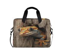 Custodie per computer portatili a tracolla Messenger con maniglia e tracolla 15.6 pollici Tablet valigetta borsa da trasporto gechi rettile sfondo legno 3d