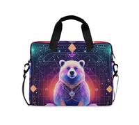Custodie per computer portatili a tracolla Messenger con maniglia e tracolla Borsa da trasporto da 15,6 pollici con cerniera Bear Neon Mystery Tarocchi Carte
