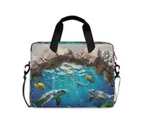 Custodie per computer portatili a tracolla Messenger con maniglia e tracolla Custodia per computer da 15,6 pollici illusione ottica 3D arte da parete subacquea tropicale