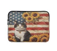 Custodie per computer portatili da 13 a 14 pollici concise, bandiera simpatico gatto girasoli, borse per il trasporto con cerniera per viaggi di lavoro lavoro